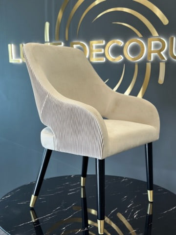 Ophelia Chair - Pleated Back Gold Caps